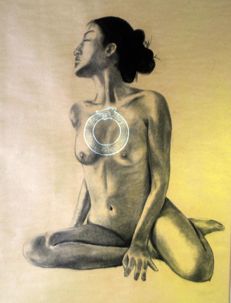 17. "Ouroboros", Charcoal, Acrylic, 130 x 100 cm, February 2014